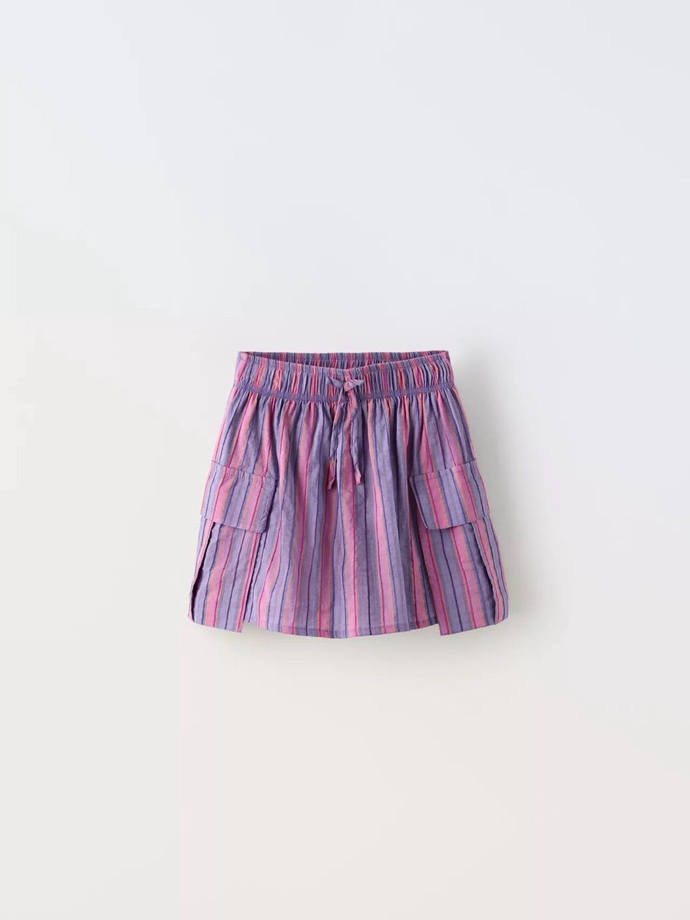 Zara Pink & Purple Striped Drawstring Pocket Skirt